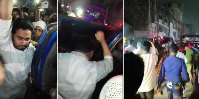 বিকেএমইএ সভাপতি হাতেম বিতর্ক ও এমপি আল আমিনকে অবরুদ্ধ করার দৃশ্য বিকেএমইএ সভাপতি মোহাম্মদ হাতেমকে ফ্যাসিষ্ট বলায় নারায়ণগঞ্জে এমপি আল আমিনকে ব্যবসায়ীদের ঘেরাও ও বিক্ষো