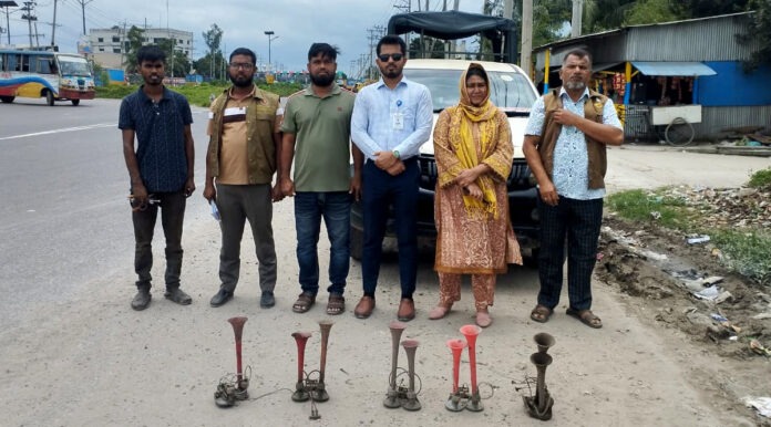 bandar-noise-pollution-drive-fine-vehicles বন্দরে শব্দদূষণবিরোধী অভিযানে ৫ যানবাহনকে জরিমানা